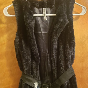 Black‎ Faux Fur Vest with Belt